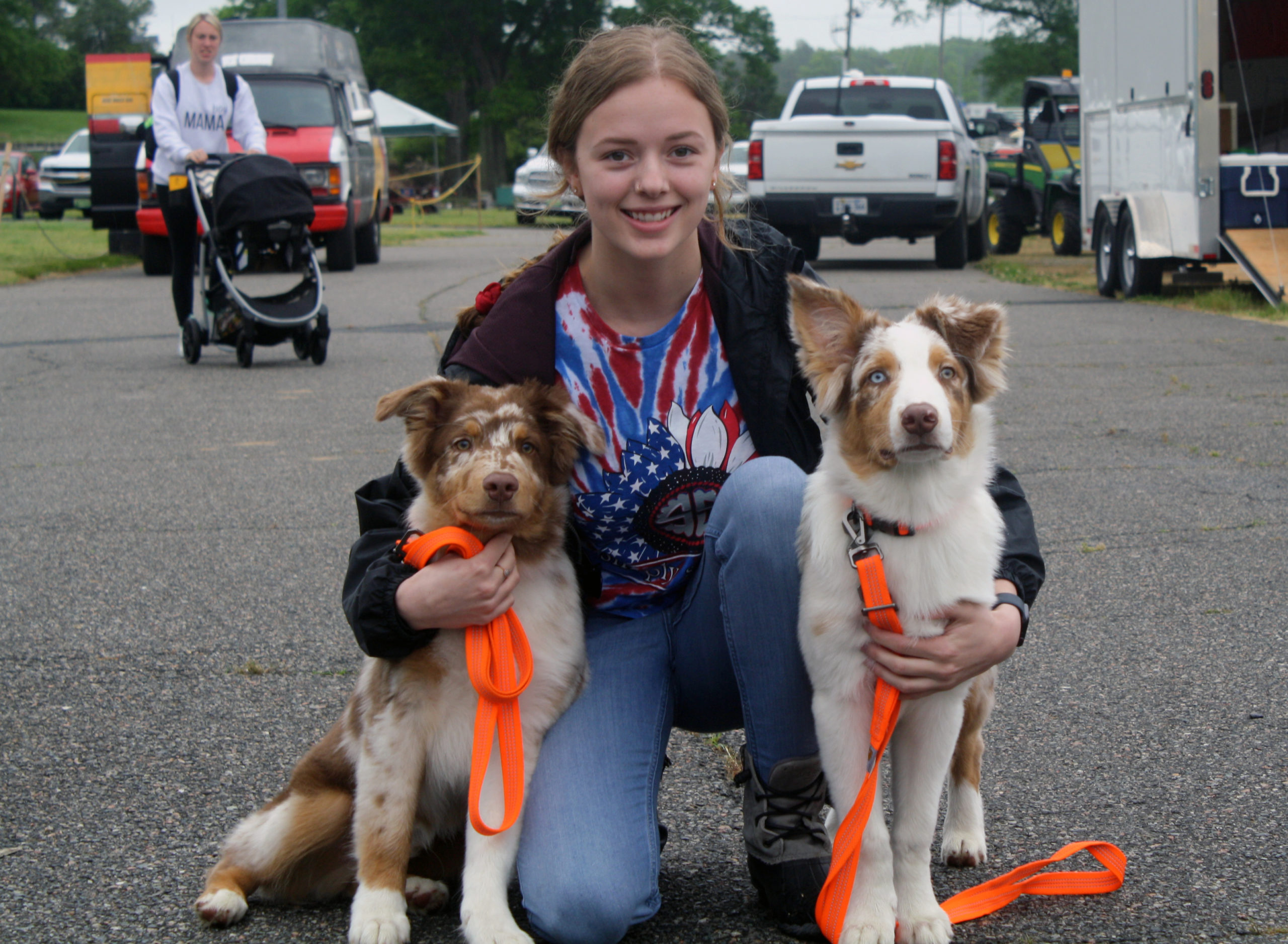 It's a ruff life - REC member Emma with Australian Shepherds Max and Odin.