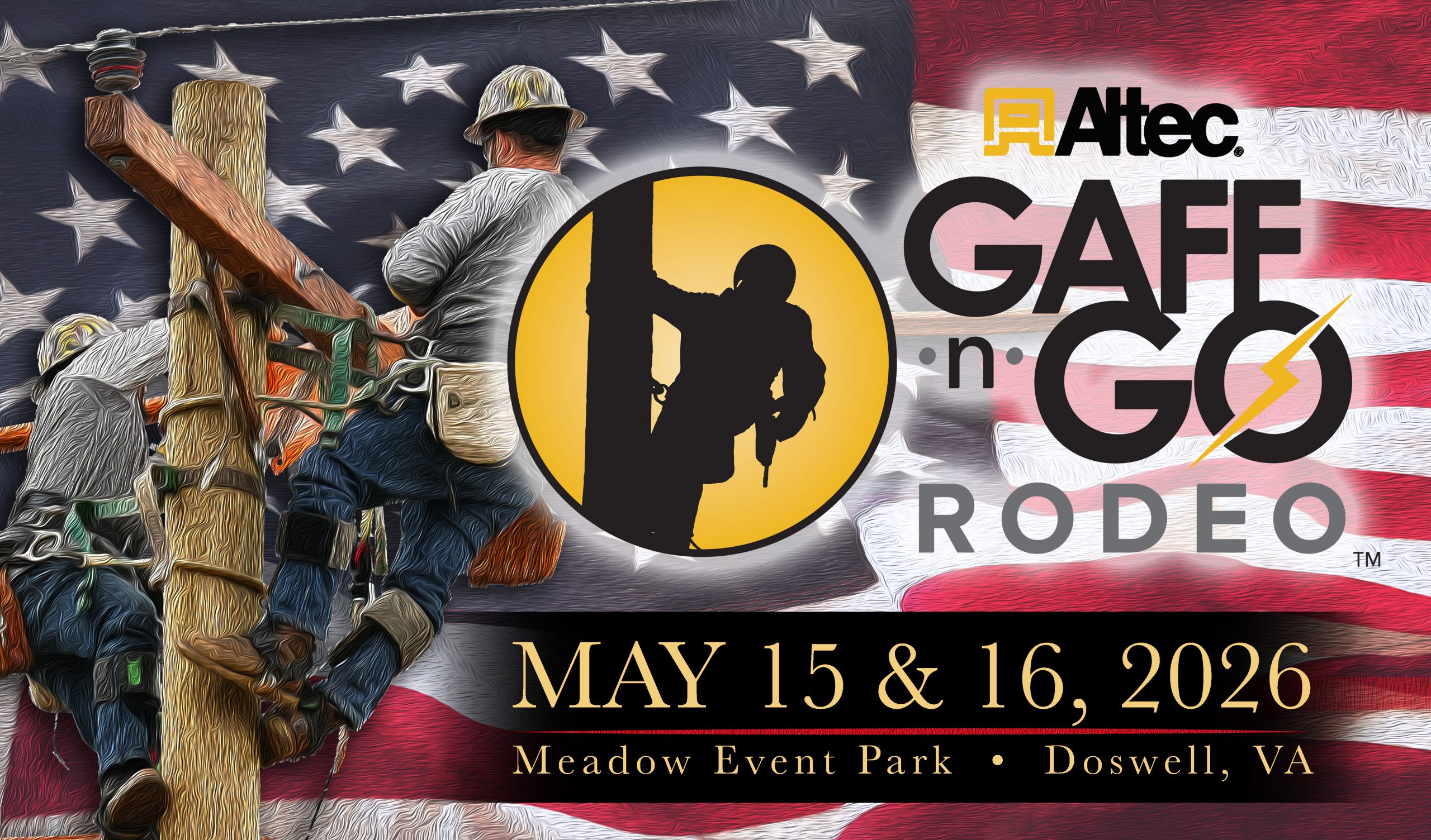 event logo for the 2025 gaff-n-go rodeo event sponsored by altec